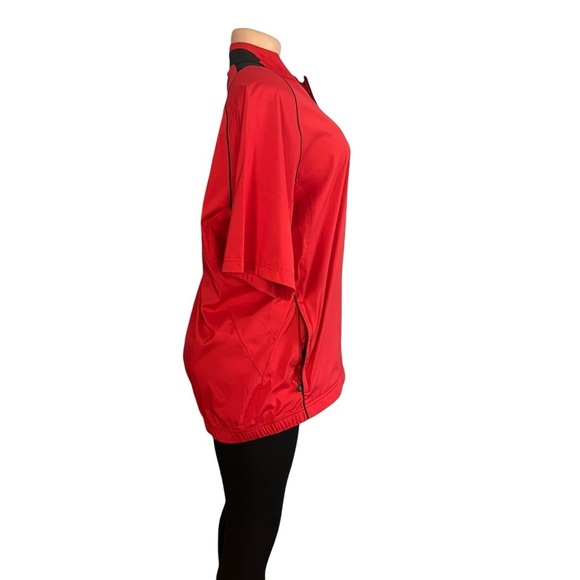 Adidas Wind Shirt Medium Red Golf Climaproof Breaker 1/4 Zip Short Sleeve - Picture 2 of 9